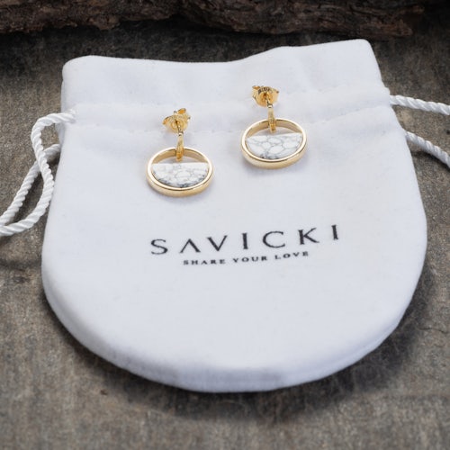 Kolczyki koła SAVICKI: srebrne pozłacane, howlity